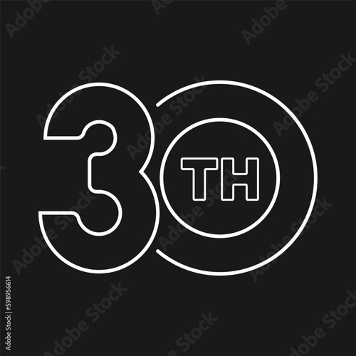 30th Thirtieth line art vector numeric art 