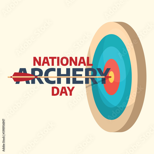 national archery day design template for celebration. archery vector illustration. archery day design template. archery bow arrow target design template.