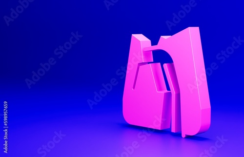 Pink Waterfall icon isolated on blue background. Minimalism concept. 3D render illustration