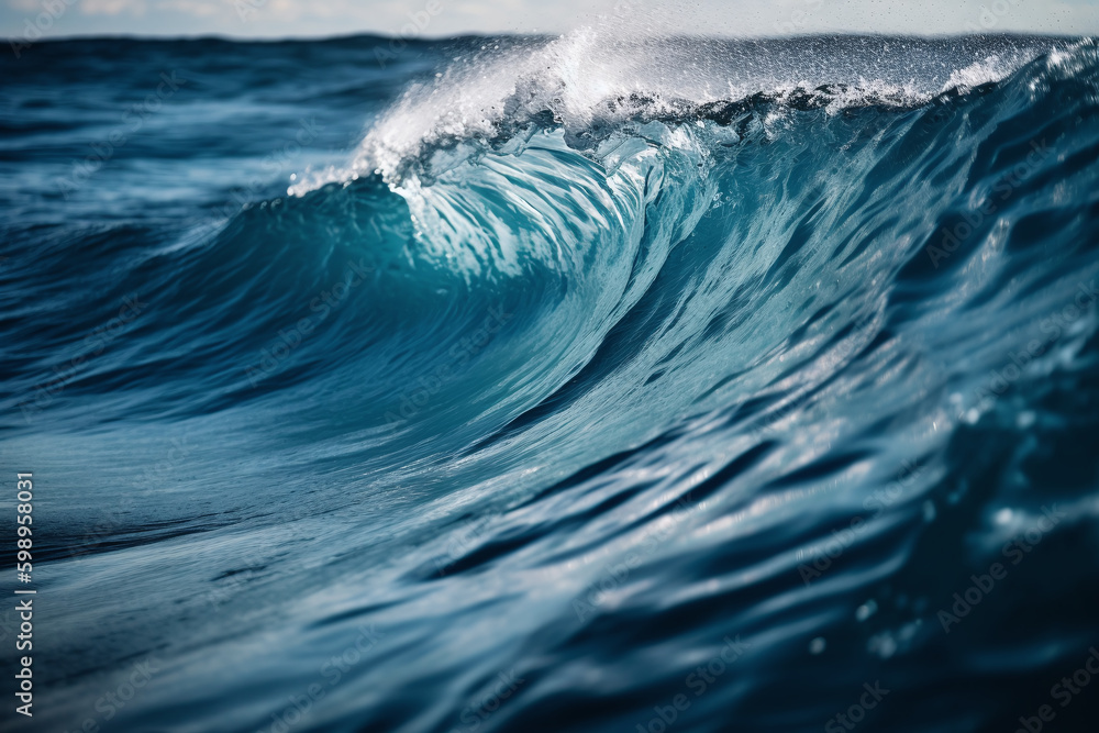 Fototapeta premium Fond d'écran avec vague dans l'eau bleu de l'océan » IA générative