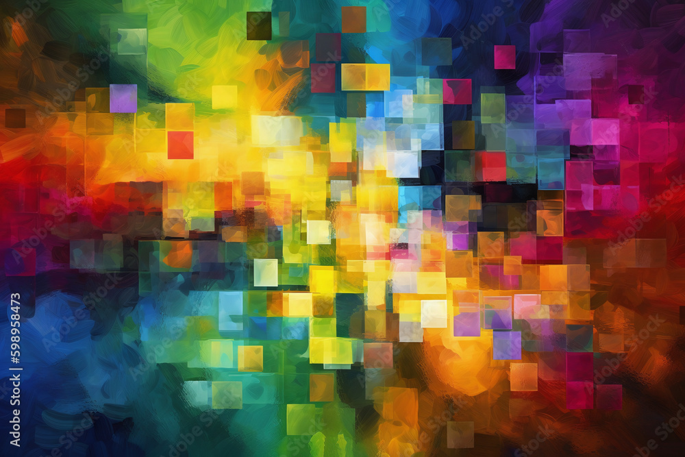 Peinture abstraite multicolore avec des carrés » IA générative