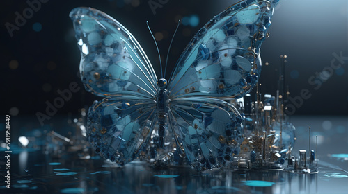Technology mechanical butterfly created with Generative AI tecnology.