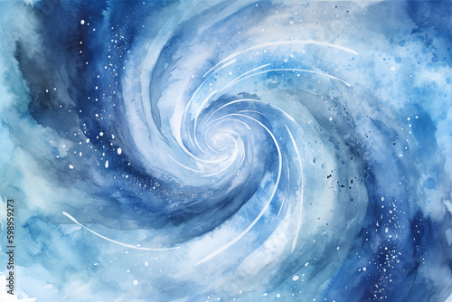 Fond d   cran d une peinture aquarelle d une spirale bleue    IA g  n  rative