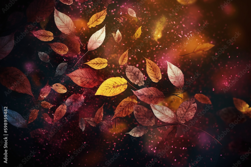 Fond d'écran de feuilles d'automne s'envolant » IA générative