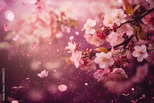 Fleurs de cerisiers dans une ambiance rose » IA générative © Maelgoa