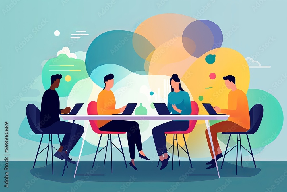 Employees are having a meeting from generative ai Employees are having a meeting from generative ai