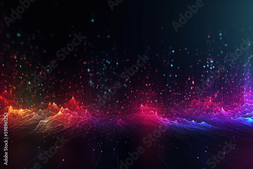 Fond d'écran de particules néons et colorées dans une ambiance futuriste » IA générative