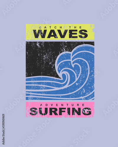 Photography Retro Vintage waves Illustration  Surfing Adventure typography vector t-shirt de
