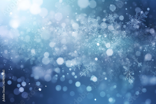 Fond d'écran bleu avec flocons de neige » IA générative