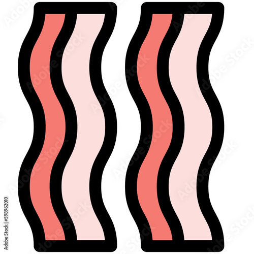 bacon black outline filled color icon