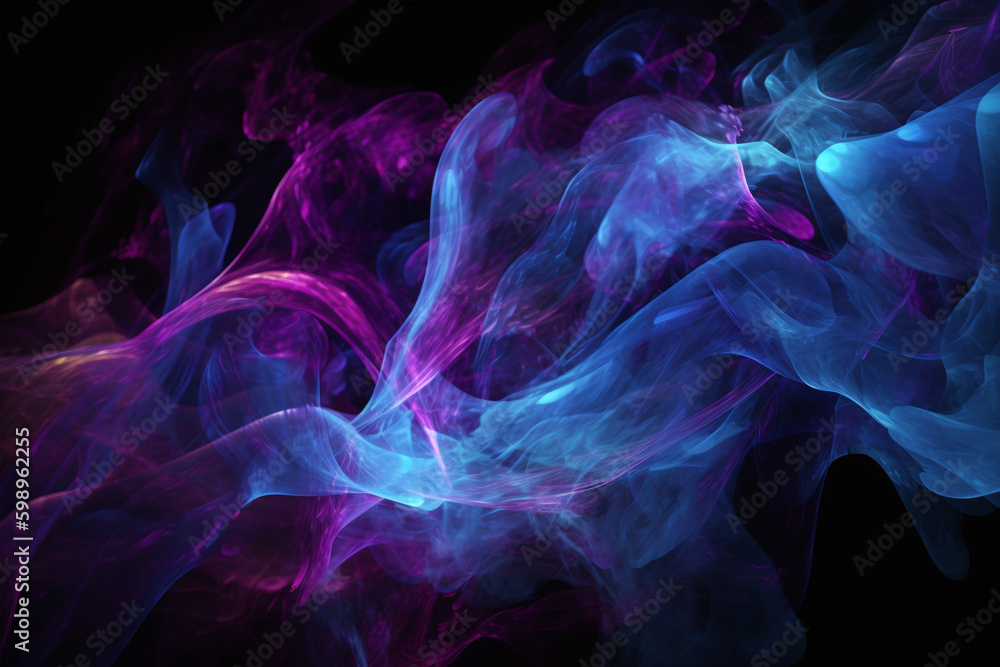 Fond d'écran avec des fumées violettes sur fond noir » IA générative