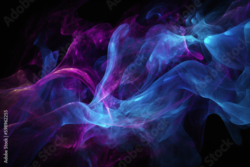 Fond d'écran avec des fumées violettes sur fond noir » IA générative