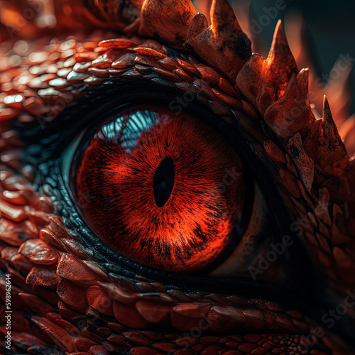 A close up of a dragons eye. Generative AI © Oleksandr