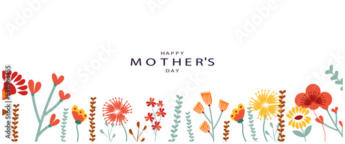 Happy Mother's Day vector greeting cards set with flowers	