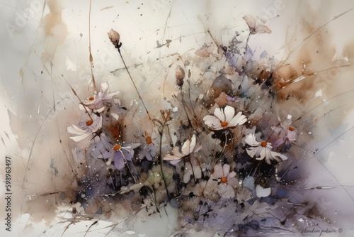 Amazing abstract flowers in pastel colors