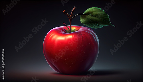 Fresh Whole Red Apple Fruit on Dark Background AI Generative