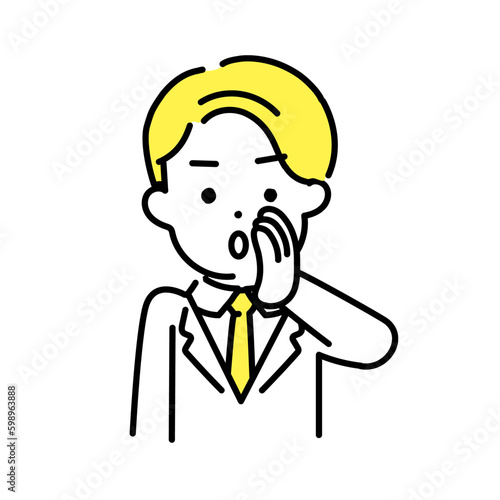 かわいい人物のイラストシリーズ _ 男性のオフィスワーカー _ 内緒話　