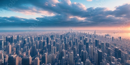 Wallpaper Mural Digital illustration of a city with skyscrapers, generative AI Torontodigital.ca