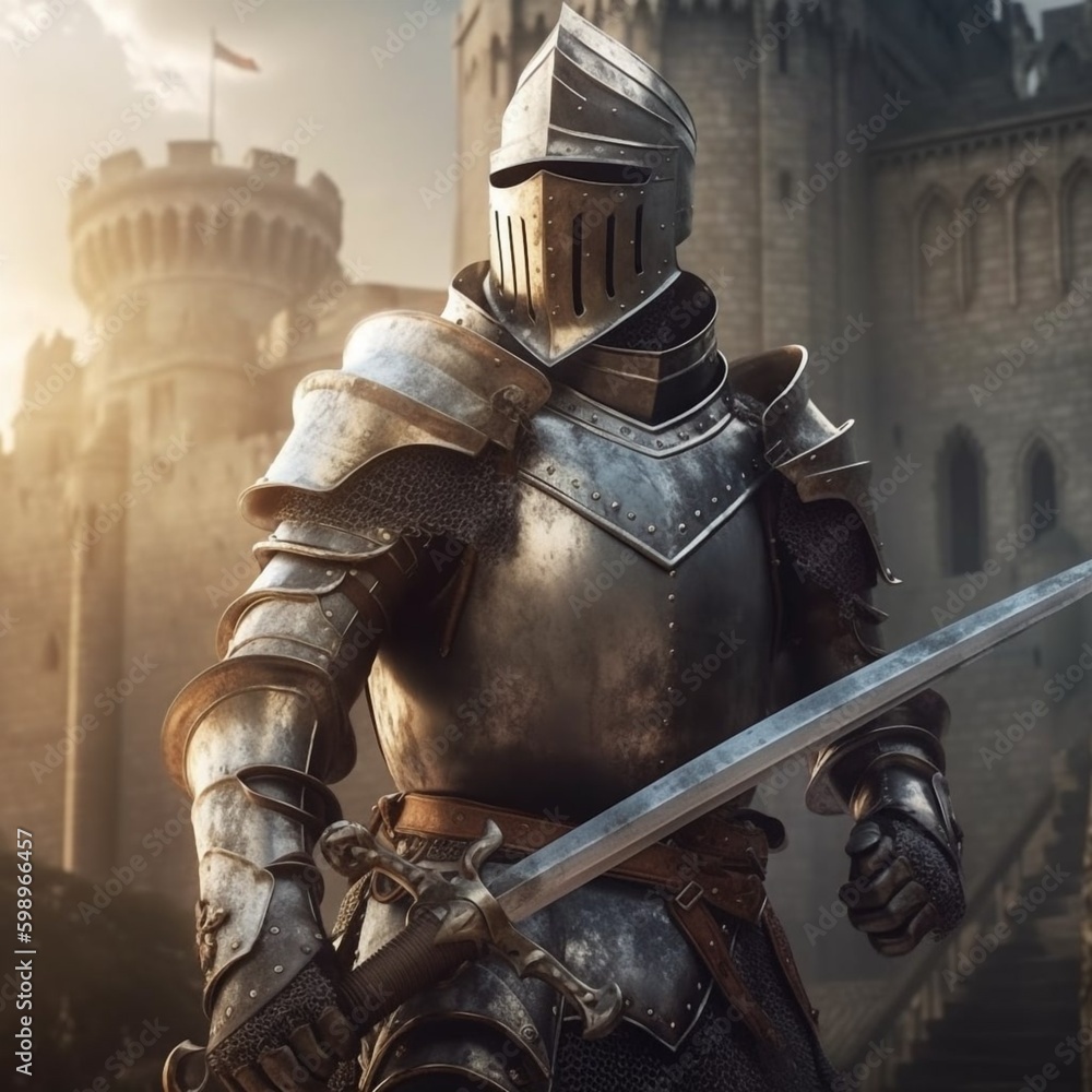 Naklejka premium AI generated Knight with twohanded Sword