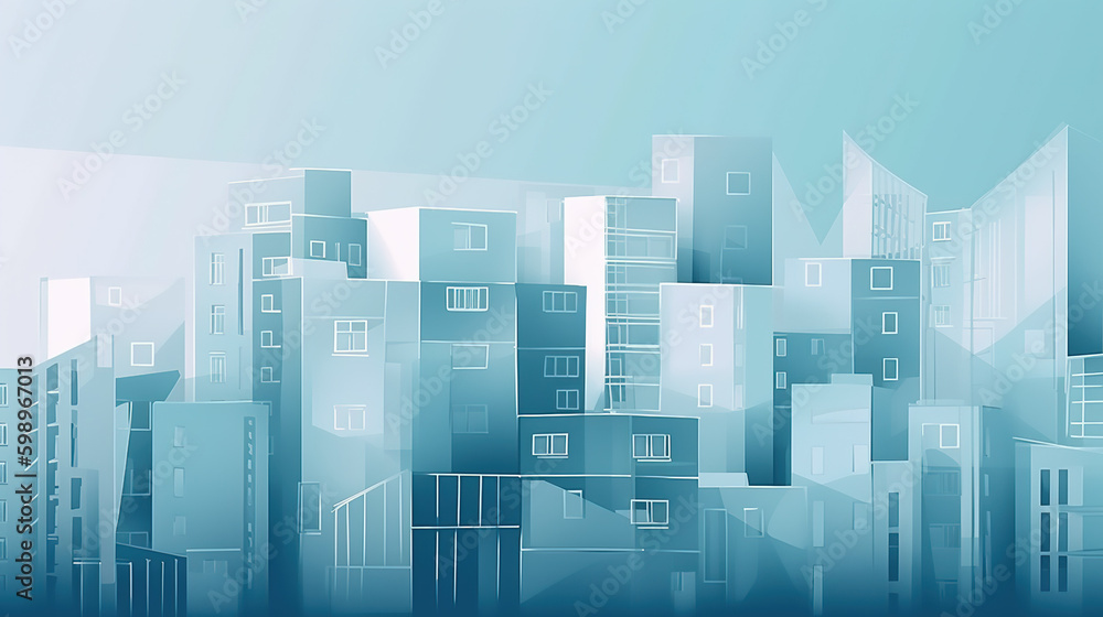Urban architectural illustration,created with Generative AI tecnology.