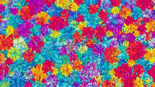 Colorful Tropcial Flowers Motifs photo