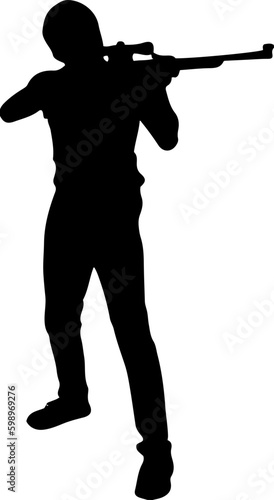  Gun-Toting Man Silhouette Vector   Vector Illustration of Man with Firearm   Shadowed Figure with Rifle Vector 