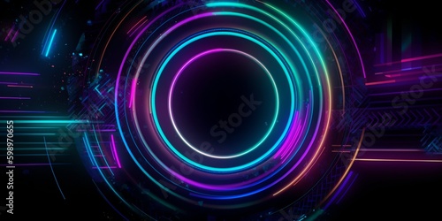 Abstract neon background, generative AI