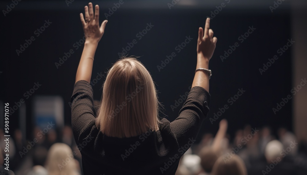 Fototapeta premium Speaker at a business conference, generative ai