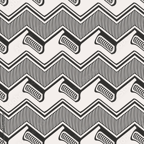 Monochrome Variegated Textured Ornate Zigzag Pattern