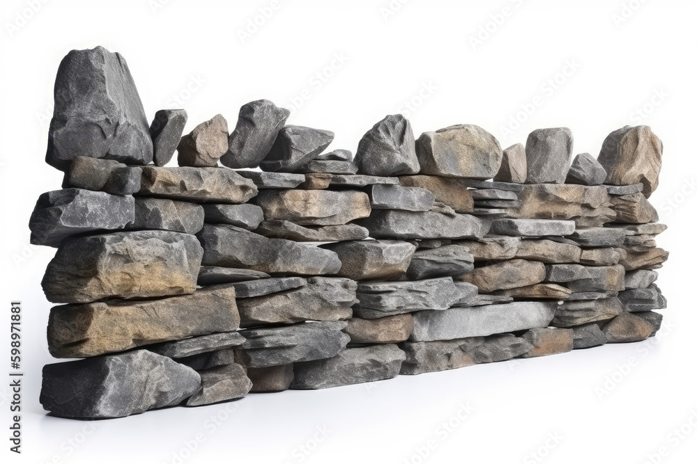 Stone fence isolated on white background Stone fence isolated on white background