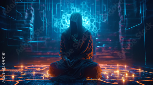 illustration alien shaman oracle manipulates psychic energy	