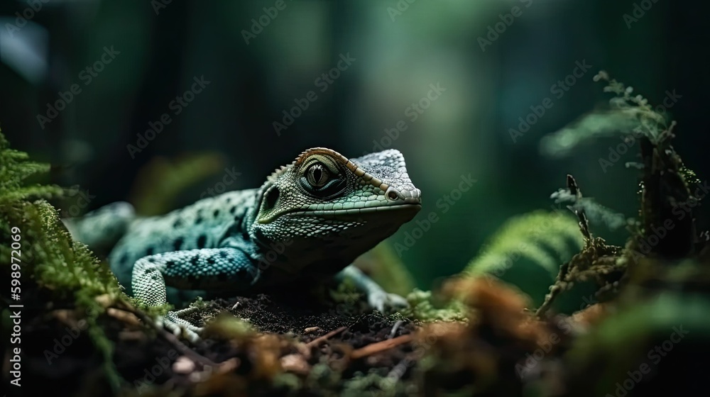 Reptile in the Wild: Green Lizard in its Natural Habitat by Generative AI Reptile in the Wild: Green Lizard in its Natural Habitat by Generative AI
