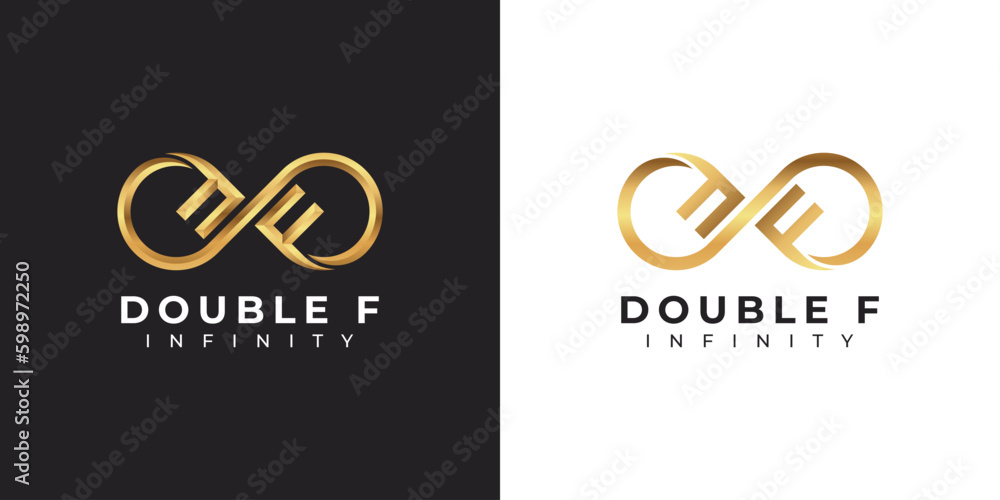 Letter F Infinity Logo design and Gold Elegant Luxury symbol for Business Company Branding and Corporate Identity Letter F Infinity Logo design and Gold Elegant Luxury symbol for Business Company Branding and Corporate Identity