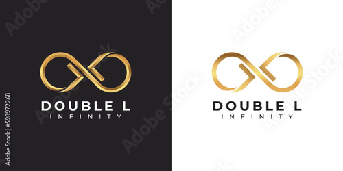 Letter L Infinity Logo design and Gold Elegant Luxury symbol for Business Company Branding and Corporate Identity