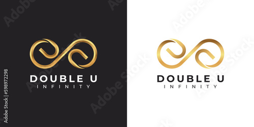 Letter U Infinity Logo design and Gold Elegant Luxury symbol for Business Company Branding and Corporate Identity