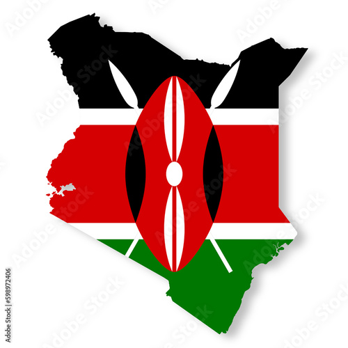 Kenya flag map with clipping path to remove shadow 3d illustration photo