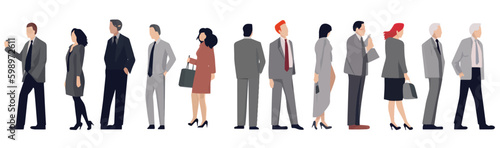 A Group of Business People Male and Female in Many Age on Flat Style Minimal Illustration Set of Vector 
