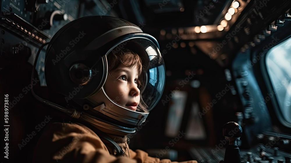 Little Explorer: Child Dressed as an Astronaut Ready for Adventure by Generative AI Little Explorer: Child Dressed as an Astronaut Ready for Adventure by Generative AI