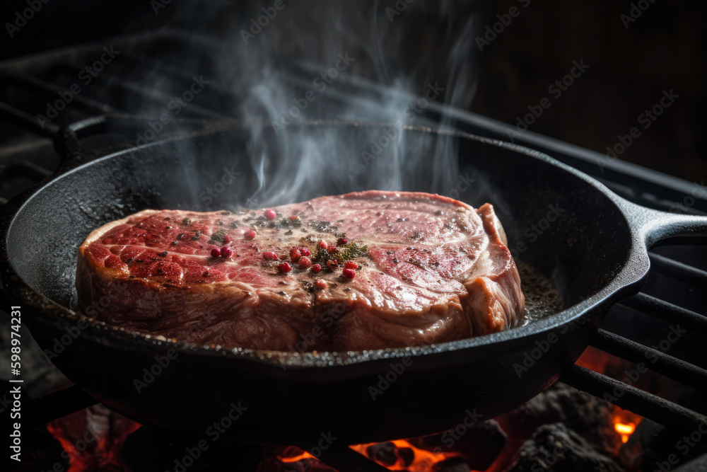 veal steak in a pan generative ai veal steak in a pan generative ai