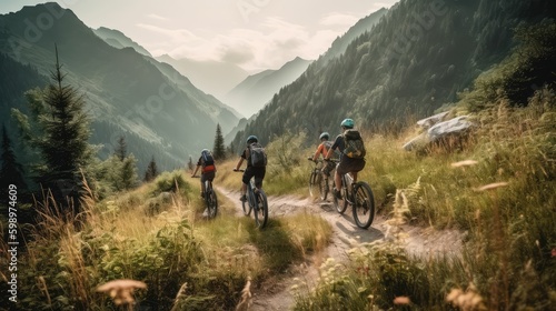 Riding with Nature: Cycling through Beautiful Natural Scenery by Generative AI © jambulart