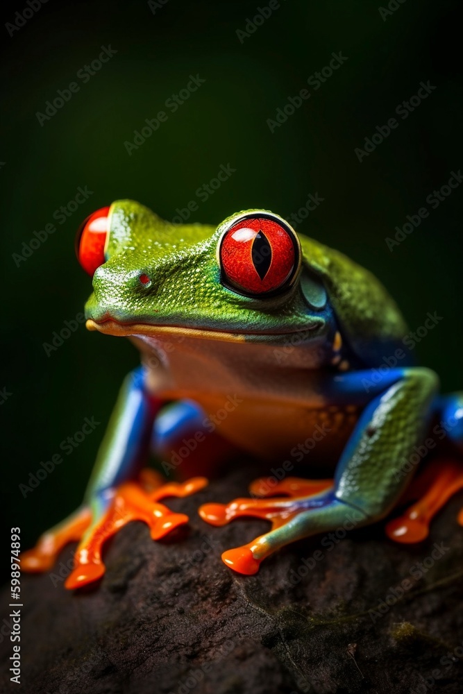 Red Eyed Tree Frog (Agalychnis callidryas), created with generative AI Red Eyed Tree Frog (Agalychnis callidryas), created with generative AI