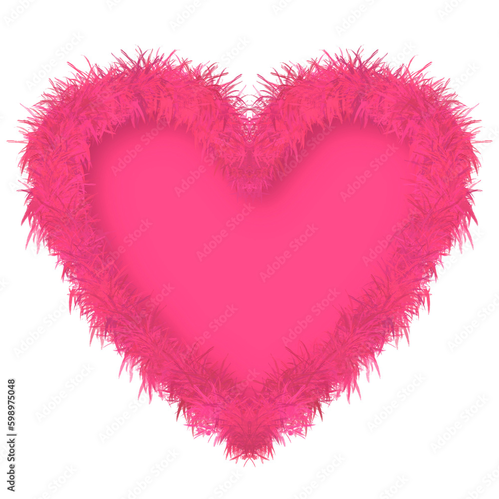 Fluffy pink heart frame