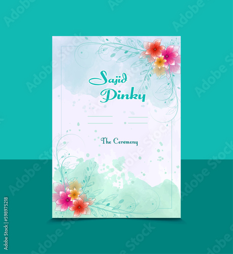 Romantic roses wedding invitation template