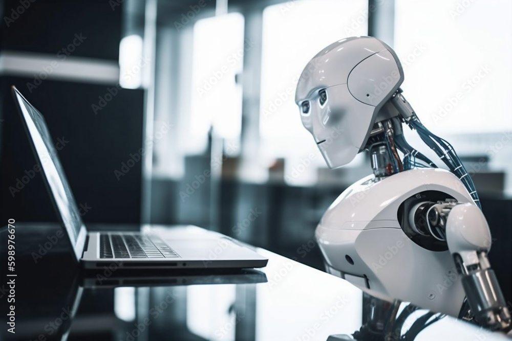 technology document ai robot hand digital artificial paper laptop office. Generative AI. Generative AI technology document ai robot hand digital artificial paper laptop office. Generative AI. Generative AI