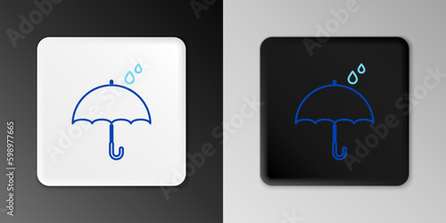 Line Umbrella and rain drops icon isolated on grey background. Waterproof icon. Protection, safety, security concept. Water resistant symbol. Colorful outline concept. Vector