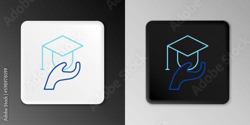Line Education grant icon isolated on grey background. Tuition fee, financial education, budget fund, scholarship program, graduation hat. Colorful outline concept. Vector