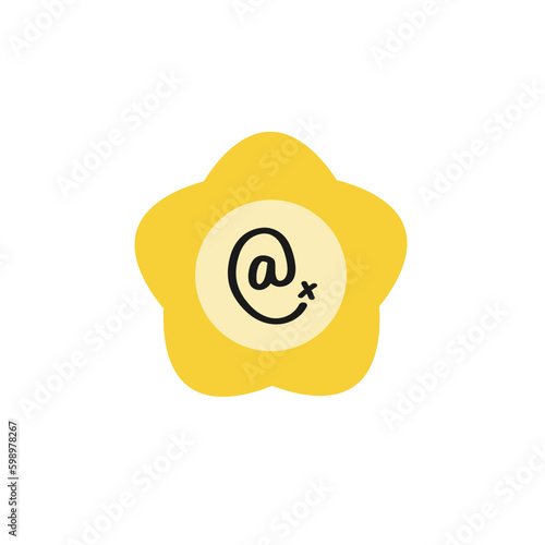 groovy yellow flower email icon. funky trendy email symbol for contact us website button