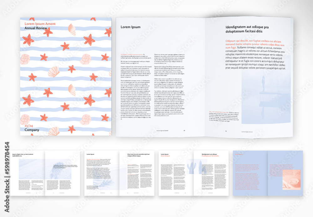 Annual Review with Blue and Red Accents Stock Template | Adobe Stock