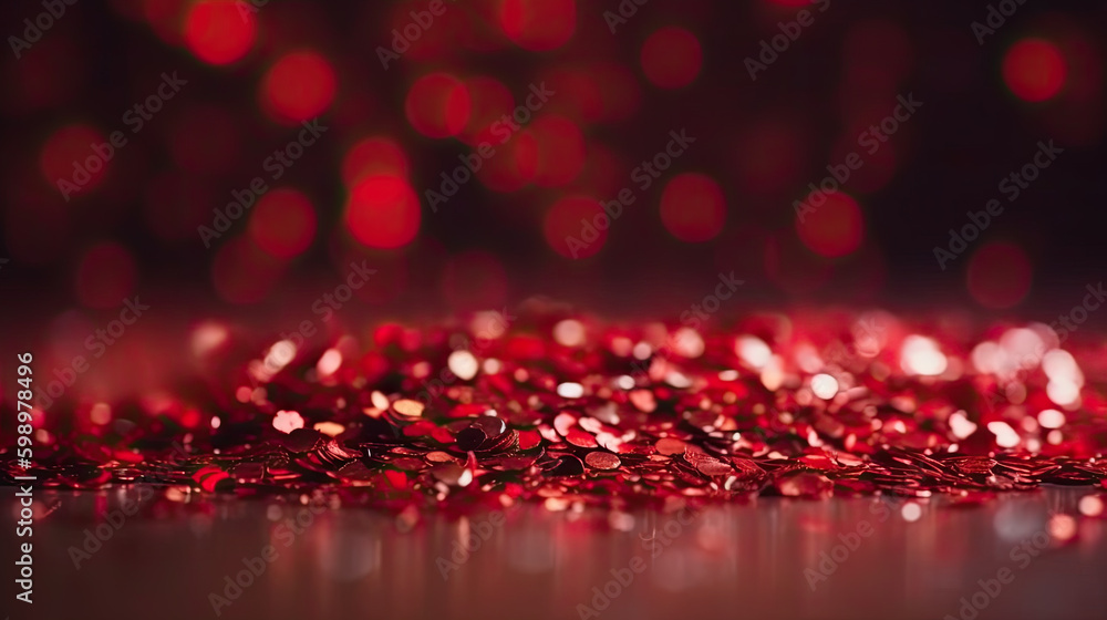 red glitter blurred background. Generative AI red glitter blurred background. Generative AI