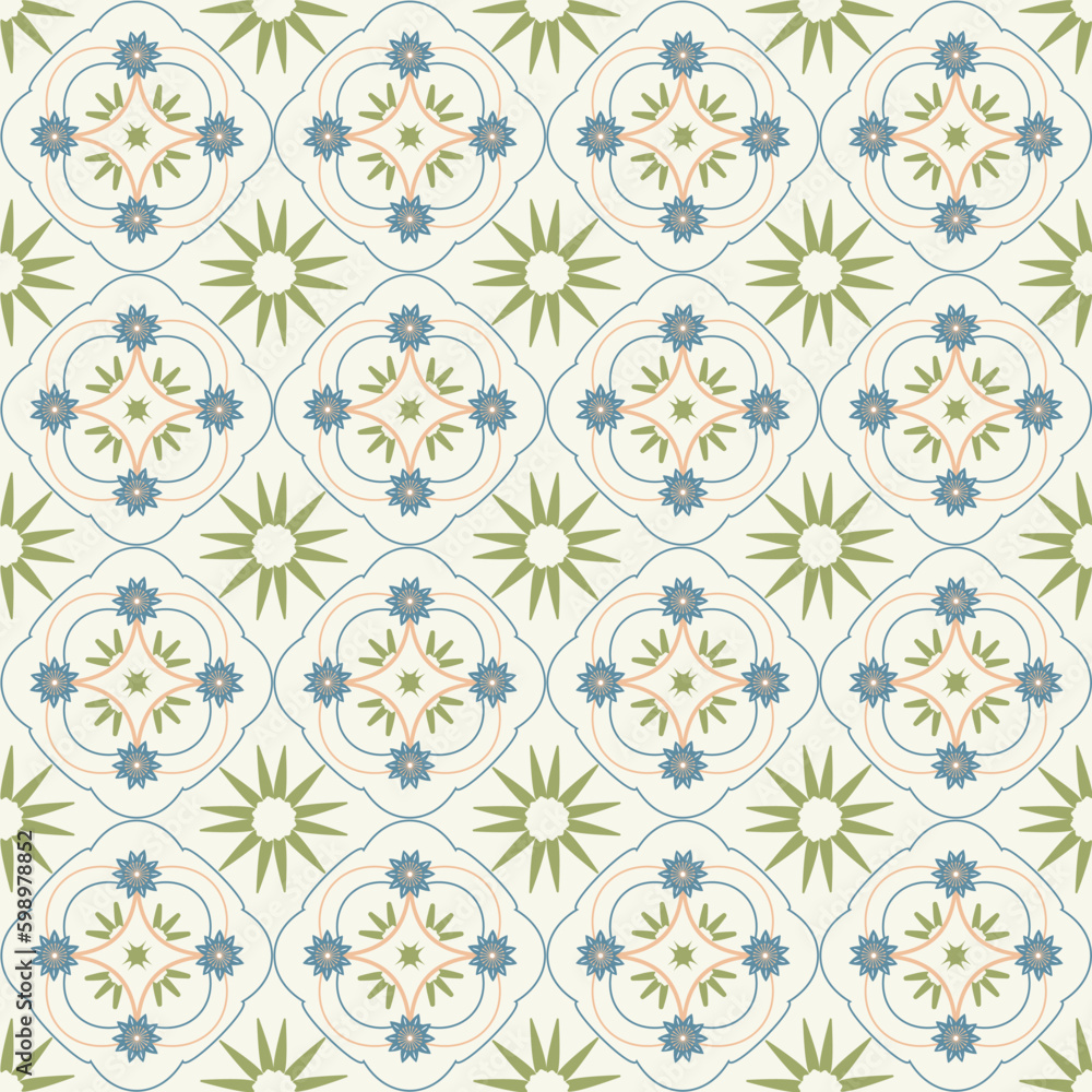 Fototapeta premium Flower tiles seamless pattern.